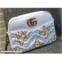 Well Crafted Gucci GG GucciGhost Marmont Matelassé Chevron Shoulder Medium Bag 443499 White 2016