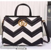 Expensive Gucci GG Marmont Matelasse Top Handle Bag 448054 Black&White