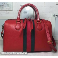 Lower Price Gucci Webby leather Top Handle Bag 409022 Red