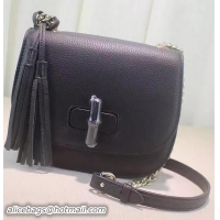 Best Price Gucci Miss Bamboo Leather Shoulder Bag 387810 Black