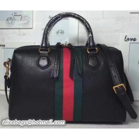 Comfortable Gucci Webby leather Top Handle Bag 409022 Black