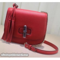 Luxury Gucci Miss Bamboo Leather Shoulder Bag 387810 Red