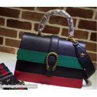 Top Quality Gucci Dionysus Original Leather Top Handle Bag 421999 Black&Green