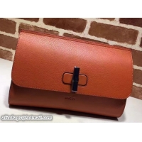 Classic Hot Gucci Bamboo Daily Leather Medium Clutch Bag 387220 Orange