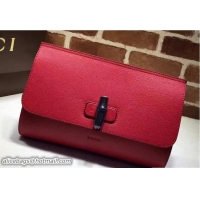 Traditional Specials Gucci Bamboo Daily Leather Medium Clutch Bag 387220 Red