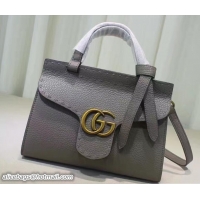 Big Discount Gucci GG Marmont Leather Top Handle Mini Bag 442622 Gray