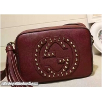 Cheap Gucci Soho Studded Leather Disco Small Bag 308364 Burgundy