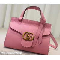 Noble Useful Gucci GG Marmont Leather Top Handle Mini Bag 442622 Pink