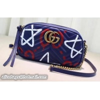 Traditional Discount Gucci GG Marmont Matelasse Shoulder Bag 447632B Blue