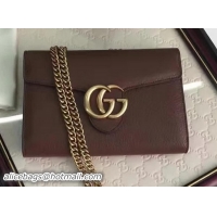 Good Product Gucci GG Marmont Leather mini Chain Bag 401232 Brown