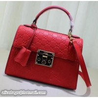 Pretty Style Gucci Padlock Gucci Signature Top Handle Bag 453188 Red