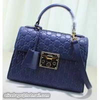 Top Grade Gucci Padlock Gucci Signature Top Handle Bag 453188 Blue