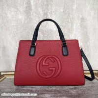 Pretty Style GUCCI Soho Leather Top Handle Bag 431572 Burgundy&Offwhite