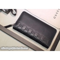 Unique Style Gucci Leather Zip Around Wallet 408839 Black