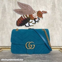 Perfect Gucci GG Suede Leather Shoulder Bag 443496 Blue