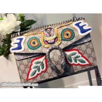 Stylish Gucci Face Embroidered Dionysus GG Supreme Small Bag 400249