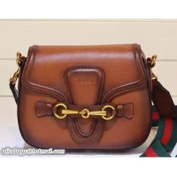 Top Grade Gucci Lady Web Leather Shoulder Small Bag 384821 Brown