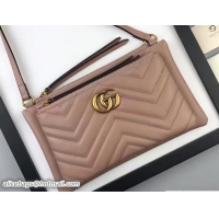 Pretty Style Gucci GG Marmont Matelassé Chevron Shoulder Bag With Pouch 453878 Nude