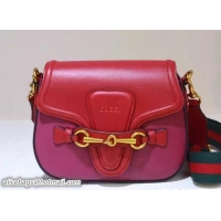 Refined Gucci Lady Web Leather Shoulder Small Bag 384821 Red/Fuchsia