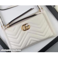 Buy Luxury Gucci GG Marmont Matelassé Chevron Shoulder Bag With Pouch 453878 White