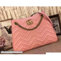 Classic Gucci GG Marmont Matelassé Chevron Chain Shoulder Medium Bag 453569 Pink