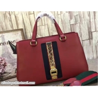 Hot Style Gucci Web Chain And Buckle Sylvie Leather Top Handle Large Bag 453790 Red