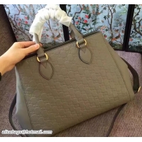 Best Grade Gucci Soft Signature Top Handle Large Bag 453704 Gray 2017