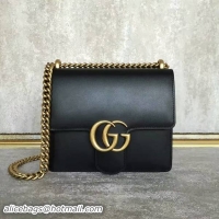 Famous Brand Gucci GG Original Marmont Leather Shoulder Bag 431384A Black