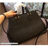 Purchase Gucci Soft Signature Top Handle Large Bag 453704 Black 2017