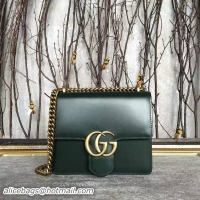 Trendy Design Gucci GG Original Marmont Leather Shoulder Bag 431384A Dark Green