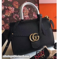 Traditional Discount Gucci GG Marmont Leather Top Handle Bag 421890 Black