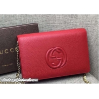 Shop Cheap Gucci Soho Leather Mini Chain Wallet Bag 407041 Red