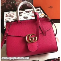 Luxurious Gucci GG Marmont Leather Top Handle Bag 421890 Rose