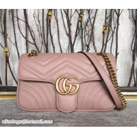 Good Product Gucci GG Marmont Matelassé Chevron Small Chain Shoulder Bag 443497 Nude Pink