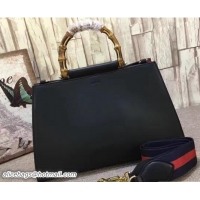 Best Price Gucci Nymphaea Leather Top Handle Medium Bag 453764 Black/Red