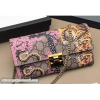 Duplicate Gucci Padlock Continental Chain Wallet Bag 453506 Bengal Pink 2017