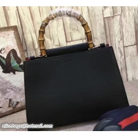 Top Grade Gucci Nymphaea Leather Top Handle Small Bag 459076 Black/Red