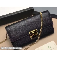 Fashion Gucci Padlock Leather Continental Chain Wallet Bag 453506 Black