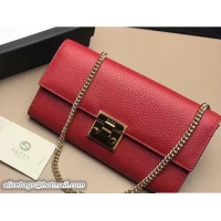 Sumptuous Gucci Padlock Leather Continental Chain Wallet Bag 453506 Red