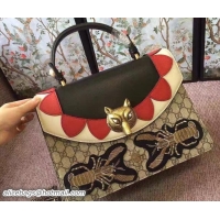 Popular Style Gucci Fox Broche Top Handle Medium Bag 466432/450631 Lobsters Embroidery 2017