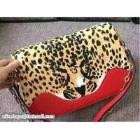 Feminine Gucci Leopard Print Calf Hair Shoulder Bag 466409/461913 Red