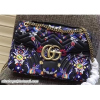 Trendy Design Gucci GG Marmont Floral Jacquard Fabric Medium Shoulder Bag 443496 Black