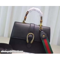 Original Cheap Gucci Dionysus Leather Top Handle Large Bag 421999 Black Gold