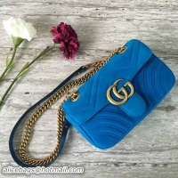 Sophisticated Gucci GG Marmont Suede Leather Mini Shoulder Bag 446744 Blue