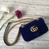 Crafted Gucci GG Marmont Suede Leather Mini Shoulder Bag 446744 Dark Blue