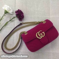 Low Cost Gucci GG Marmont Suede Leather Mini Shoulder Bag 446744 Wine