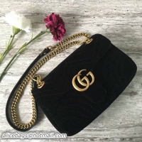 Fashion Durable Gucci GG Marmont Suede Leather Medium Shoulder Bag 443497 Black