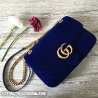 Inexpensive Gucci GG Suede Leather Shoulder Bag 443496 Dark Blue