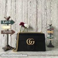 Duplicate Gucci GG Marmont Original Leather Shoulder Bag 431777 Black