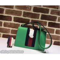 Buy Discount Gucci Sylvie Chain Leather Shoulder Bag 421882 Green 2017